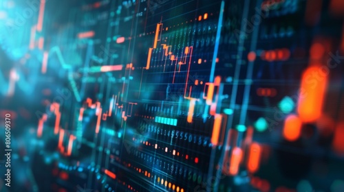 Financial growth chart for stock market investment trading. Closeup stock market data chart visualization. Financial business chart with diagrams and stock numbers showing profits and losses