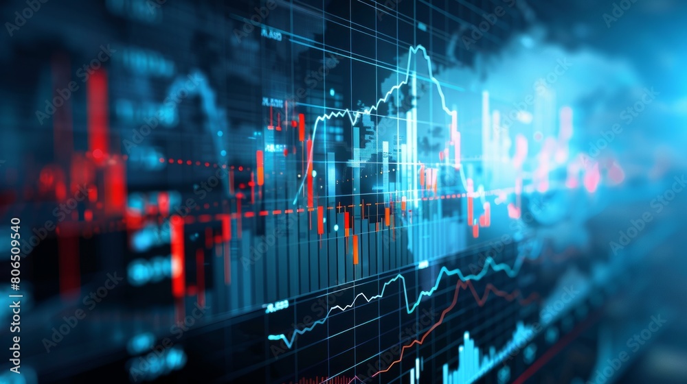 Financial growth chart for stock market investment trading. Closeup stock market data chart visualization. Financial business chart with diagrams and stock numbers showing profits and losses Financial growth chart for stock market investment trading. Closeup stock market data chart visualization. Financial business chart with diagrams and stock numbers showing profits and losses