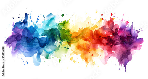 Wallpaper Mural Abstract colorful rainbow color painting illustration - watercolor splashes, isolated on white and transparent background Torontodigital.ca