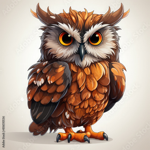 Watercolor Thorin owl, clipart Illustration, Generative Ai © SantoshArt