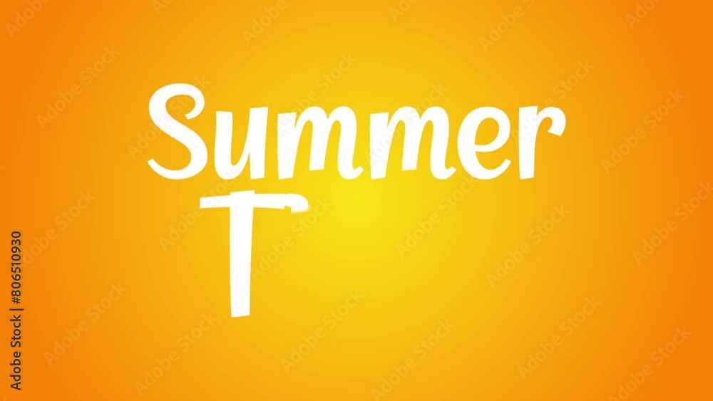 text animation summer time on an orange background for the opening.