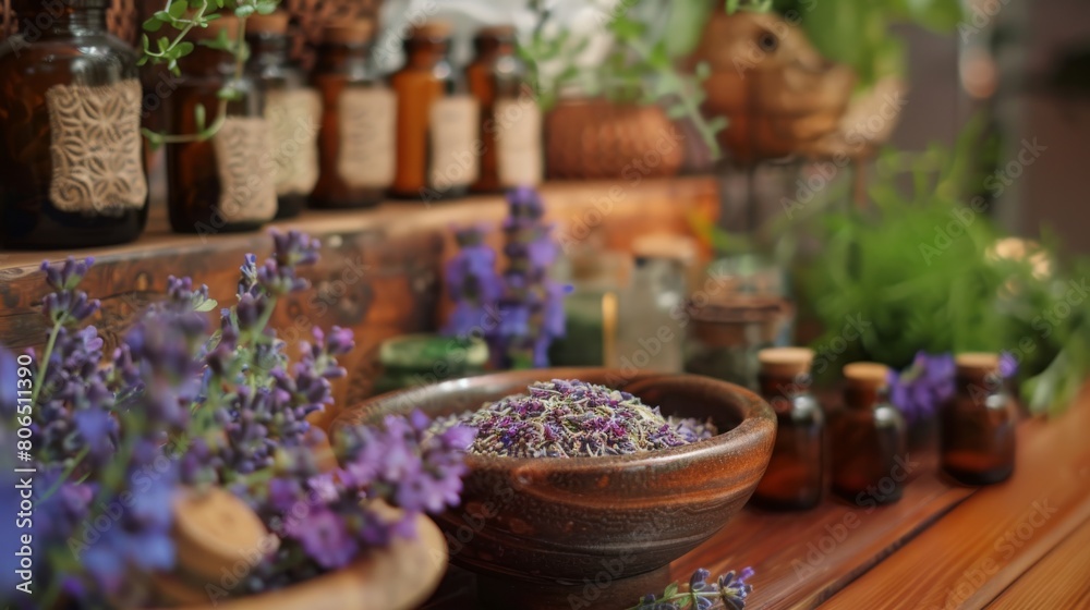 Fototapeta premium A holistic wellness center offering a variety of alternative therapies like acupuncture, herbal medicine, and reiki healing, holistic and nurturing)