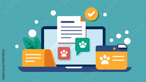 A paperless solution for pet health reducing waste and ensuring important documents are stored and easily accessible in case of a move or travel.. Vector illustration