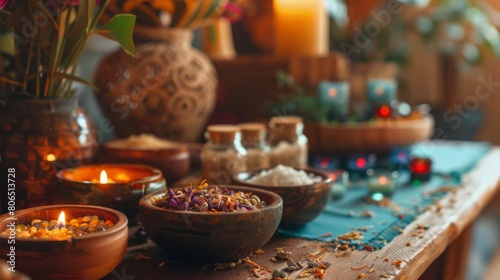 A holistic wellness center offering a variety of alternative therapies like acupuncture, herbal medicine, and reiki healing, holistic and nurturing photo