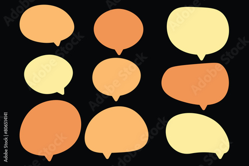Set speech bubbles on black background. chat box or chat vector square and doodle message or communication icon Cloud speaking for comics and minimal message dialog