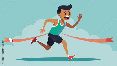 As the finish line approaches a runner with multiple sclerosis digs deep and summons a burst of speed crossing the line with triumphant tears in their. Vector illustration