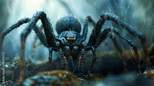 A large spider in the rain. photo