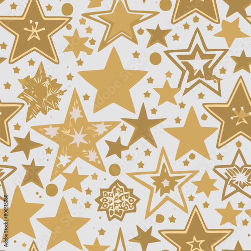 Seamless pattern abstract star christmas background with elegant golden vector lines photo