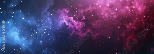 Abstract digital background with glowing neon blue and pink nebula stars