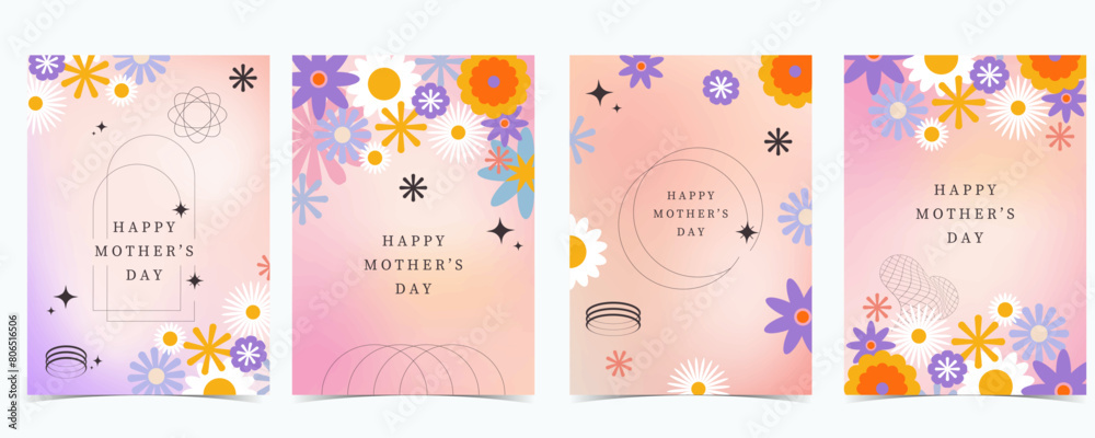 Collection of mother’s day background set with flower