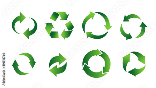 Recycling icons, recycle logo symbol vector, green recycle or recycling arrows