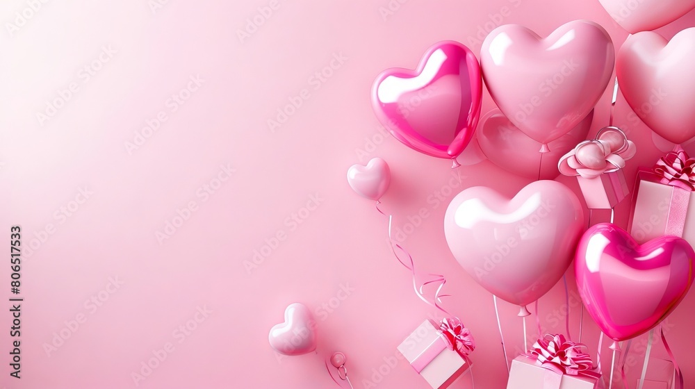 Valentine's day background with heart shaped balloons and gifts. Valentine's day background with heart shaped balloons and gifts.