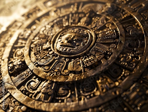 A close up of an ancient mayan calendar.
