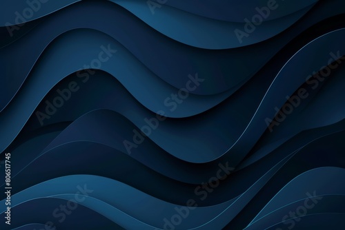 Dark peacock blue paper waves abstract banner design. Elegant wavy vector background