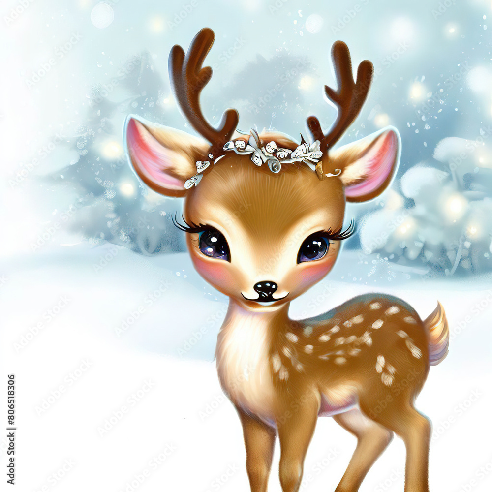 colorful cartoon reindeer isolated in a white background, happy deer illustration. furry forest animal with beautiful colors and white background. with Generative AI technology colorful cartoon reindeer isolated in a white background, happy deer illustration. furry forest animal with beautiful colors and white background. with Generative AI technology
