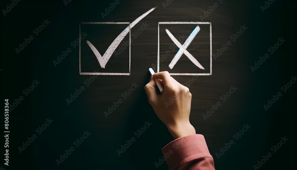Right or Wrong Decision Chalkboard Art Sign Conceptional photo Right or Wrong Decision Chalkboard Art Sign Conceptional photo