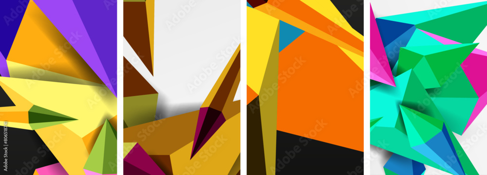 Triangle abstract concepts poster set with geometric minimal designs Triangle abstract concepts poster set with geometric minimal designs