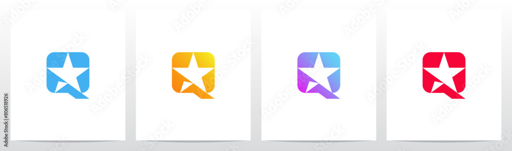Star Negative Space Letter Initial Logo Design Q Star Negative Space Letter Initial Logo Design Q