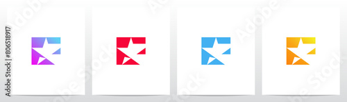 Star Negative Space Letter Initial Logo Design F