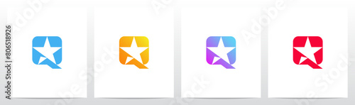 Star Negative Space Letter Initial Logo Design Q