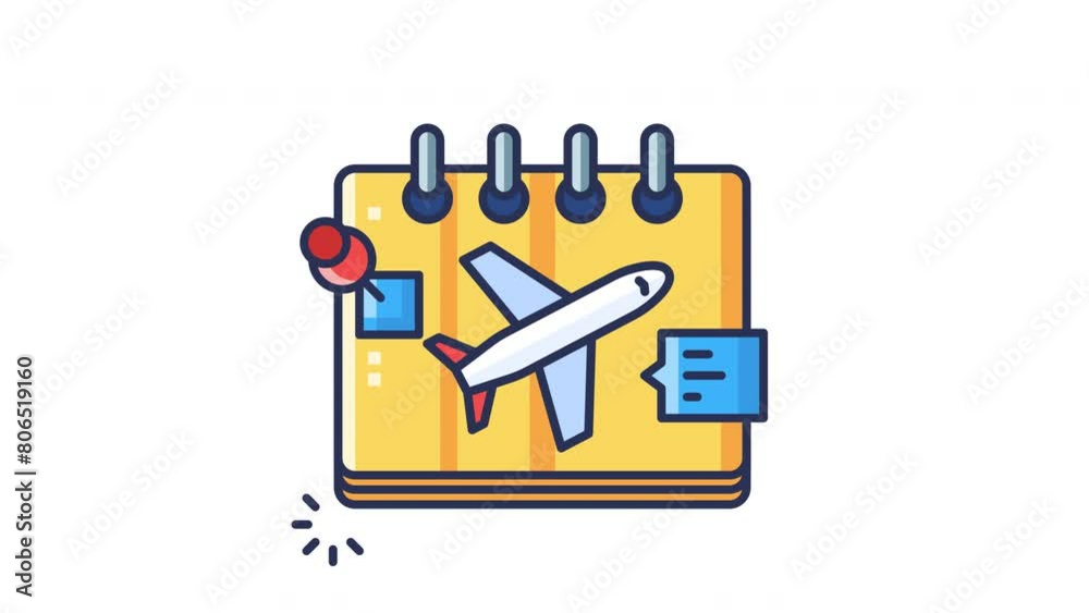 Animated calendar with a plane and pin, perfect for travel planning, scheduling vacations, booking flights, and organizing trip itineraries efficiently. Animated calendar with a plane and pin, perfect for travel planning, scheduling vacations, booking flights, and organizing trip itineraries efficiently.