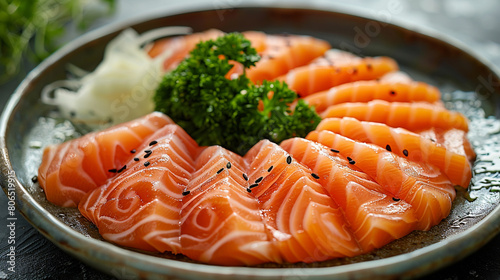 typical Japanese food sashimi white background