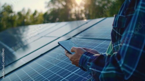 Engineer utilizing cloud-based monitoring software to remotely track solar panel performance and troubleshoot issues in real-time.