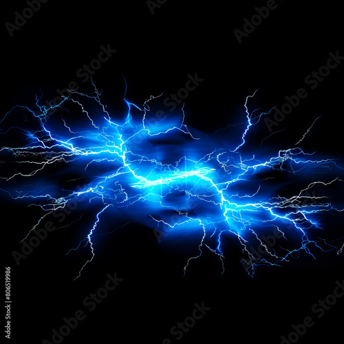 A blue lightning bolt on a black background.