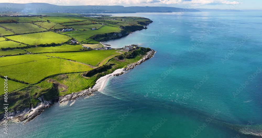 Aerial view of the beautiful and spectacular coastline of the Glens of Antrim Northern Ireland Aerial view of the beautiful and spectacular coastline of the Glens of Antrim Northern Ireland