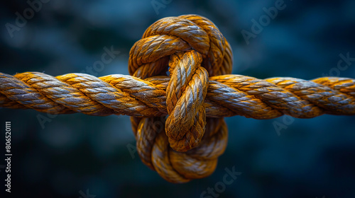 A close up of a rope with a knot.