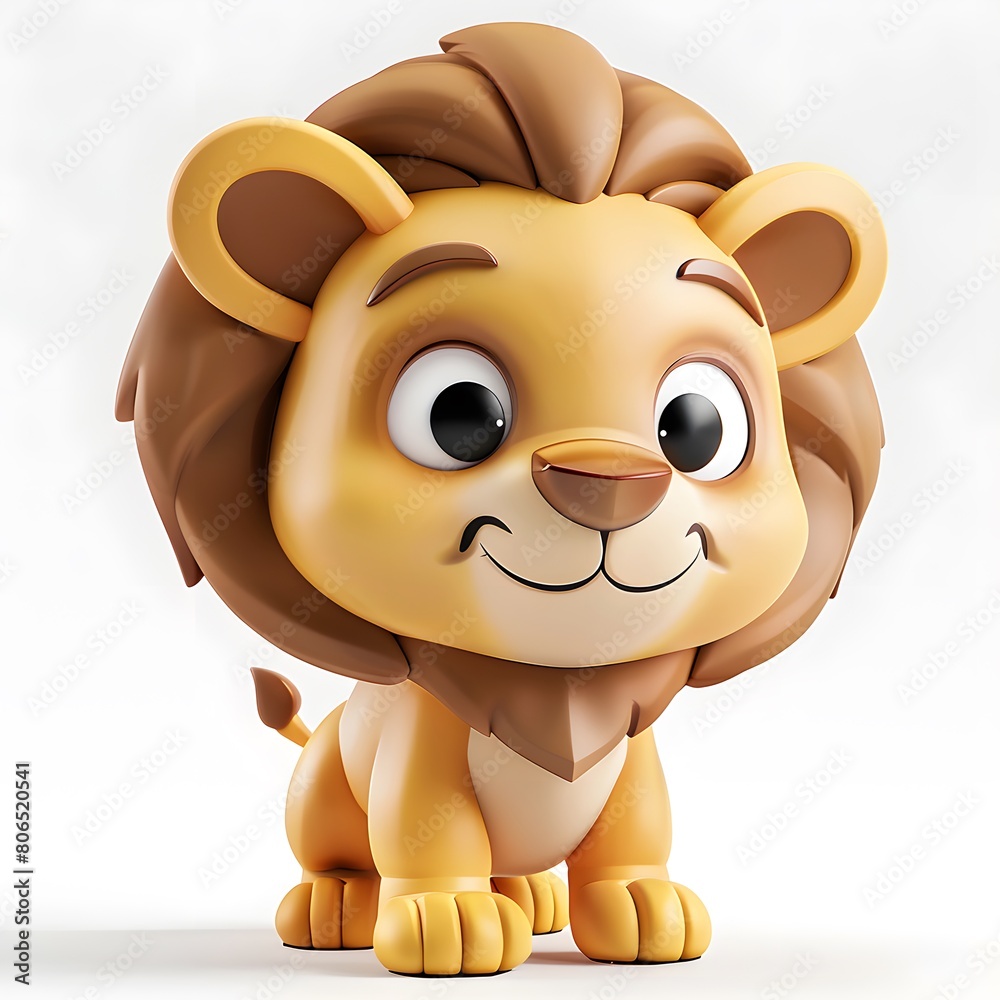 Obraz premium 3D Cute Lion Mascot Character
