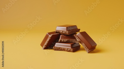 A chocolate bars and chips on colorful background.