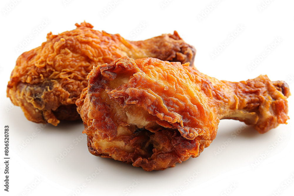 Hot and crispy fried chicken isolated on a white background Hot and crispy fried chicken isolated on a white background