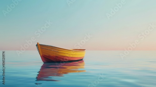 A boat floating on a lake.