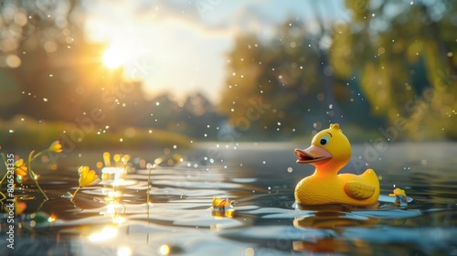 A duck in the water photo