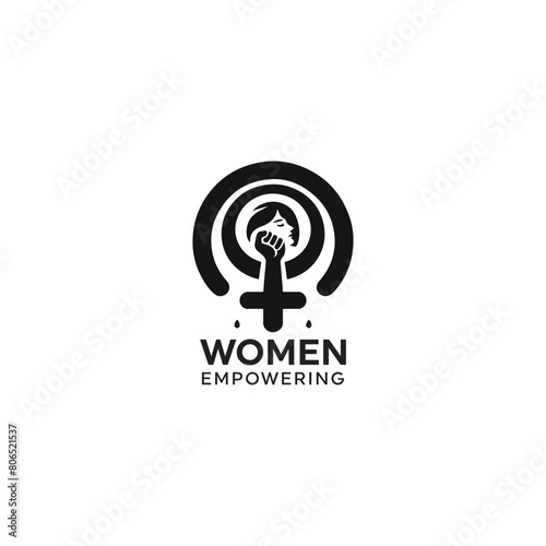 women empowerment logo, women world logo design vector, Woman and globe logo design with vector template
