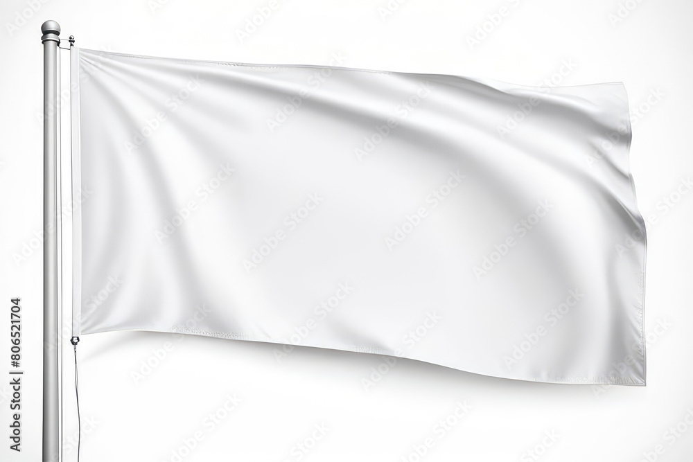 White Blank Flag Template Isolated on a White Background White Blank Flag Template Isolated on a White Background