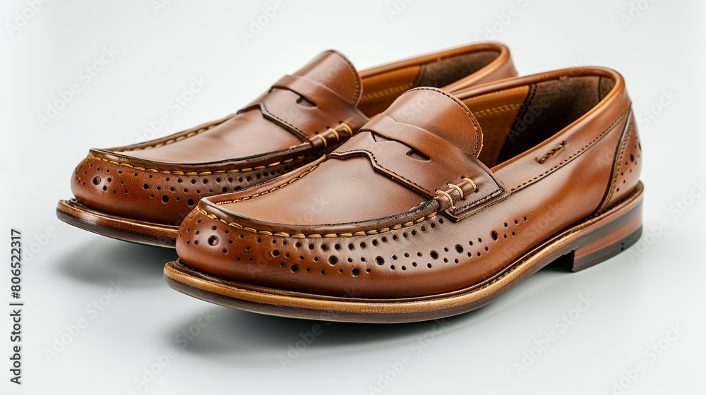 Fototapeta premium Loafers shoes white background