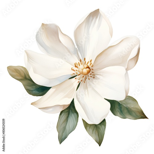 Magnolia flower  watercolor illustration on a white background  for your design