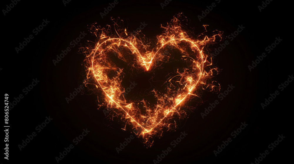 Fototapeta premium burning heart on black