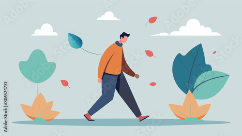 The crunch of leaves underfoot accompanies the rhythmic pacing of the philosopher lost in deep contemplation.. Vector illustration
