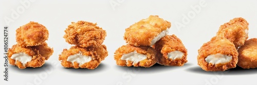 Collection set of fried chicken nugget isolated