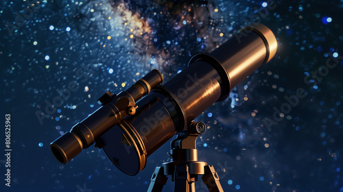 Close-up of Telescope Pointing at Night Sky