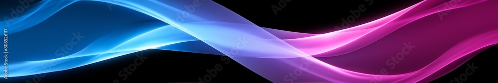 Neon blue and pink waves. Digital abstract style. Symbolizes energy, tech. Perfect for digital media. Futuristic, sleek look. Ultra wide