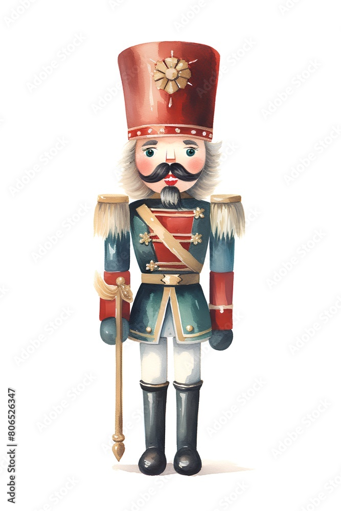 Nutcracker isolated on white background. Watercolor hand drawn illustration