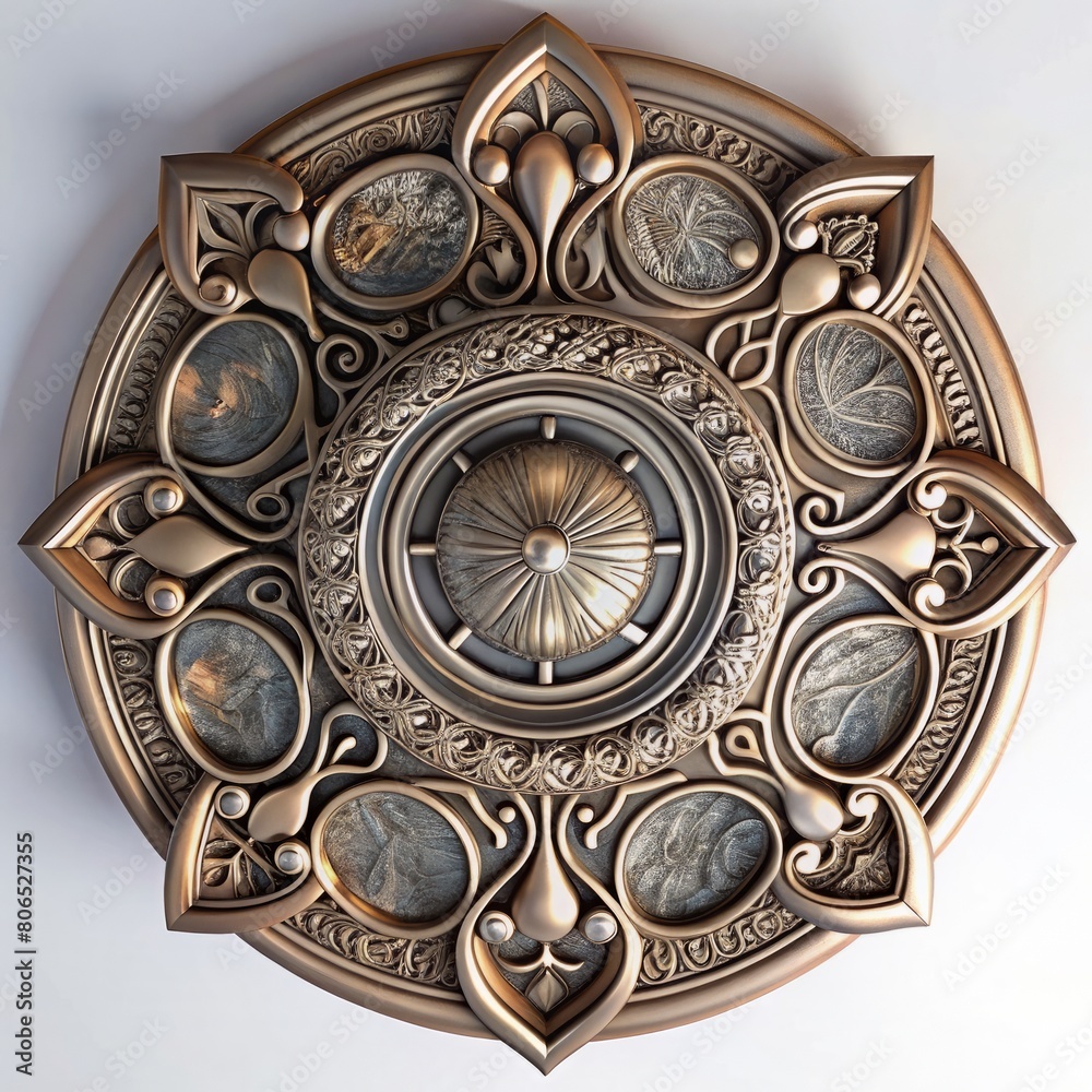 3D Render of a Pewter Wall Clock with Intricate Design, on isolated white background, Generative AI 3D Render of a Pewter Wall Clock with Intricate Design, on isolated white background, Generative AI