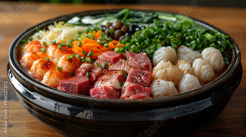 typical Japanese food shabu-shabu white background