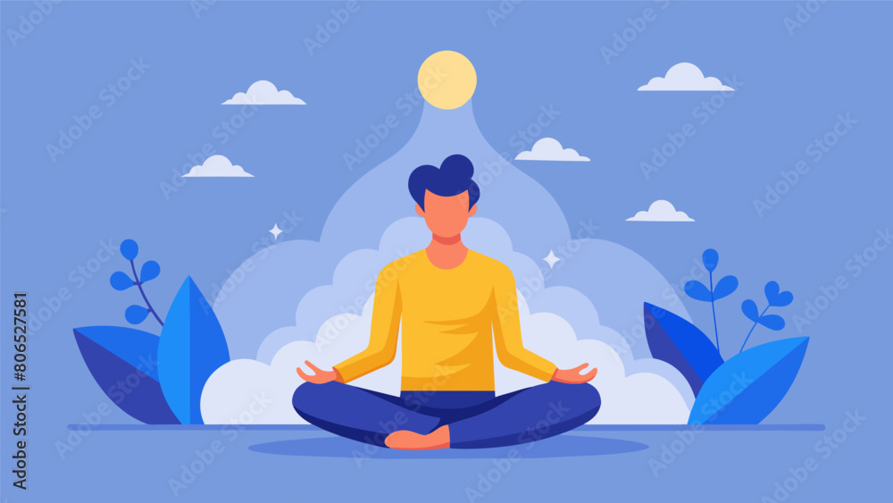 A person in meditation finding peace and acceptance through mindfulness after a tragedy.. Vector illustration