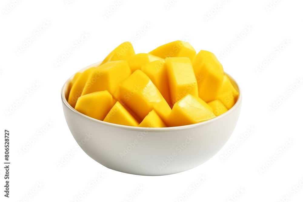 Ripe mango sliced in bowl isolated on transparent background. Ripe mango sliced in bowl isolated on transparent background.