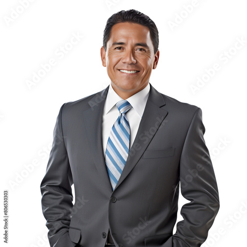 Smiling senior businessman in suit isolated on transparent background photo